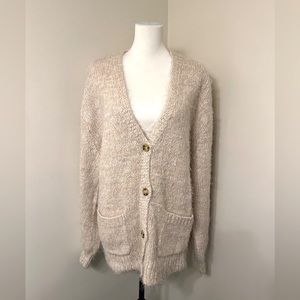 Free People fuzzy blush pink cardigan. The coziest. Size S.